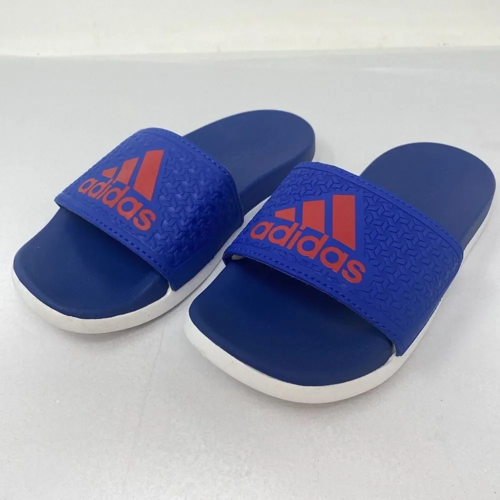 NEW Adidas Youth 11K Slide Sandals Royal Blue Red CP9373 Boys Girls Kids Adilete